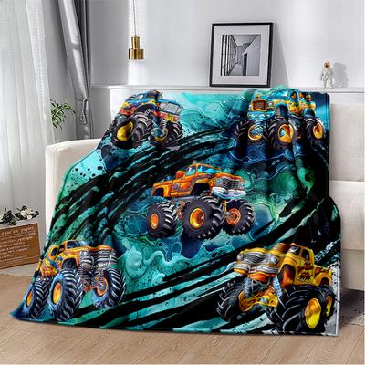 M-Monster Jam Monster Truck Cartoon Blanket,Soft Throw Blanket for Home Bedroom Bed Sofa Picnic Travel Office Cover Blanket Kid