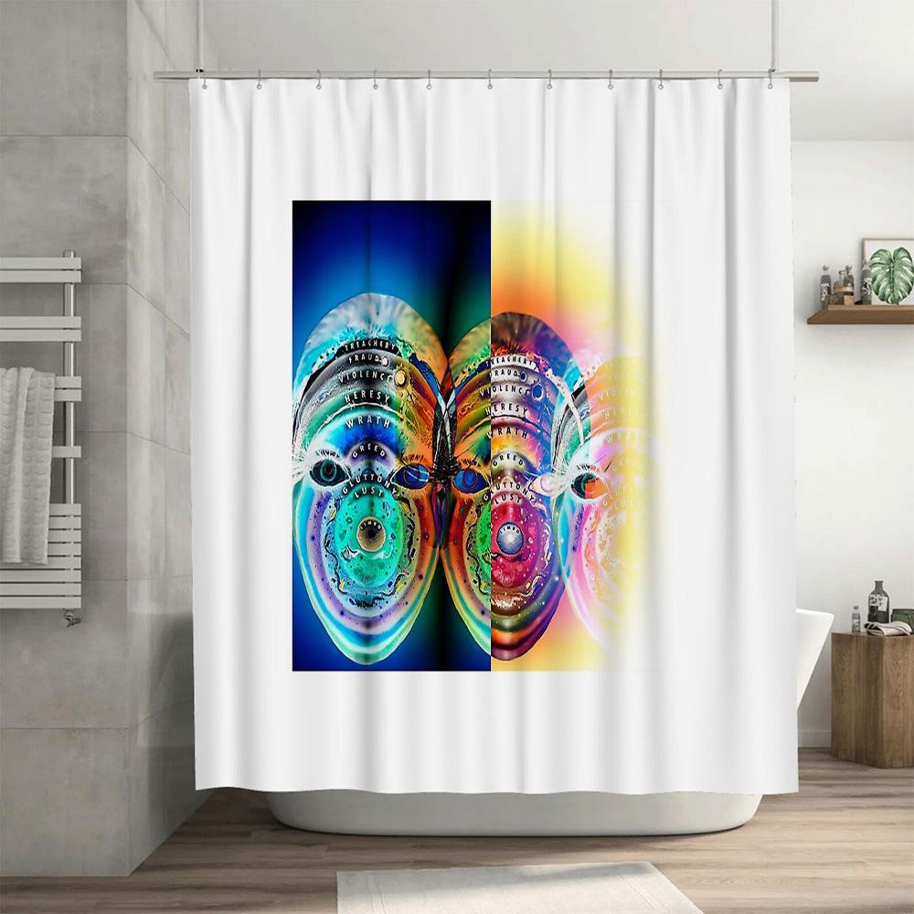 Colorful Psychedelic Shower Curtain Boho Hippie Tapestry Backdrop Wall Hanging Aesthetic Room Decor Artistic Pattern Modern Bath