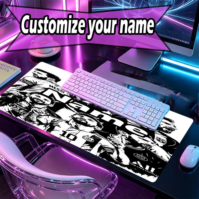 Custom Name Personalized Lionel Messi Pattern Mousepad, Laptop PC Desk Mat, Decorative Desk Mat for Home Keyboard Pad Gift