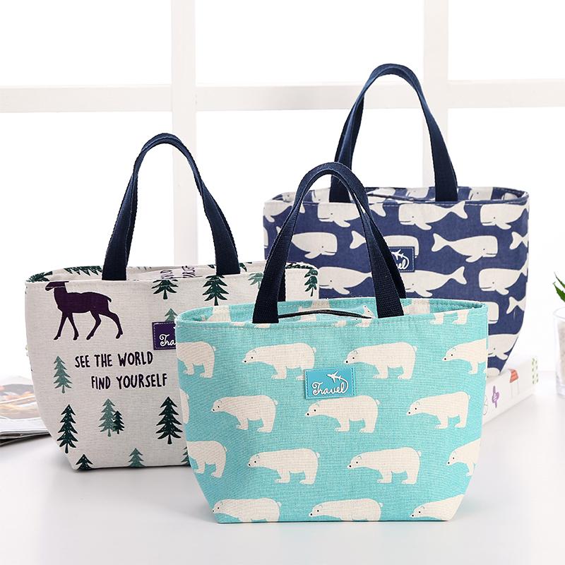 1 PCS Lunch Bag For Women Funny Cartoon Kids Bento Fresh Cooler Bags Flamingo Thermal Breakfast Food Box Portable Picnic Travel