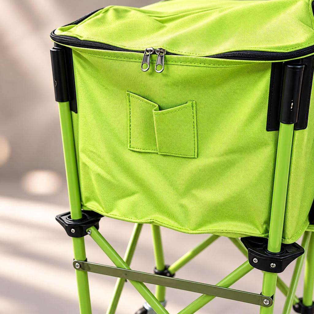 Tennis Ball Cart with Caster Wheels and Zippered Textile Compartment for Coaches