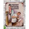 Trust Your Barber Metal Sign 20x30cm, Vintage Barbershop Wall Decor Plaque
