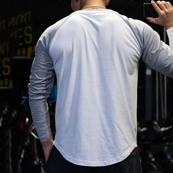 Men Shirt Contrast Colors Breathable Round Neck Soft Spring Top for Jogging