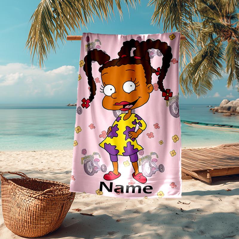 Custom Name Ultra-Soft Beach Towel with Rugrats Theme,Ideal for Pool - Camping, Diving - Perfect Travel Essential, Vibrant Beach Towel.