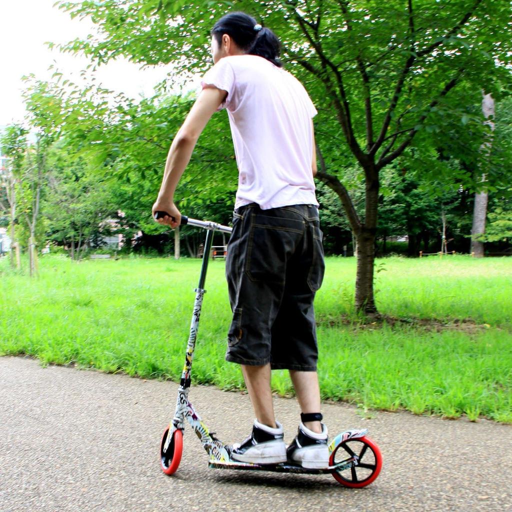 RANGS Japan R7 Langs 200mm Large CE Certified Scooter, Black, Wheels, Foldable, 2-Level Adjustment,