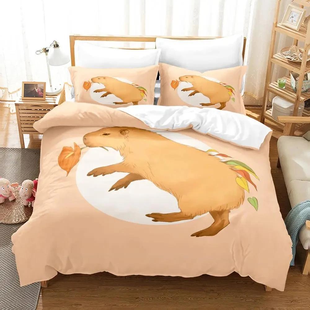 Capybaras Single Double Queen King Size Bedding Set Boys Bedroom Duvet Cover 3D Print Anime Bed Sheet Set Duvet Cover Bed Set
