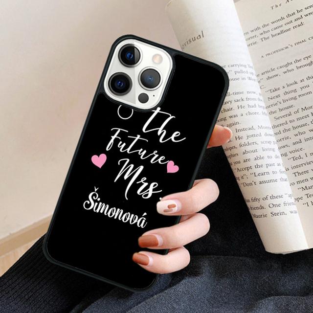 Gepersonaliseerde Bruiloft Bruid Bruidegom Naam Telefoonhoesje Achterkant voor iPhone 17 Air 16 15 14 13 11 12 Pro Max Plus