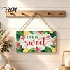 Coastal Home Decorations Summer Wooden Hanging Sign, Beach Theme Welcome Sign Front Door Decor with Wall Rope, Colorful Hanger for Seasonal Farmhouse