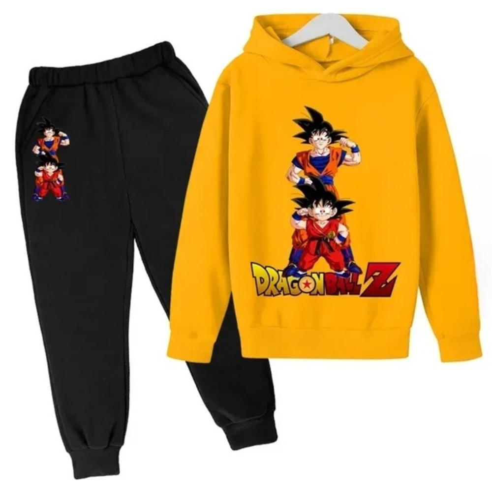 2025 Dragon Ball Z Hoodie Kinder Frühling Sportbekleidung Jungen und Mädchen Goku Sweatshirt Jungen Kleidung Mädchen Set Hoodie Hosenanzug Kinder