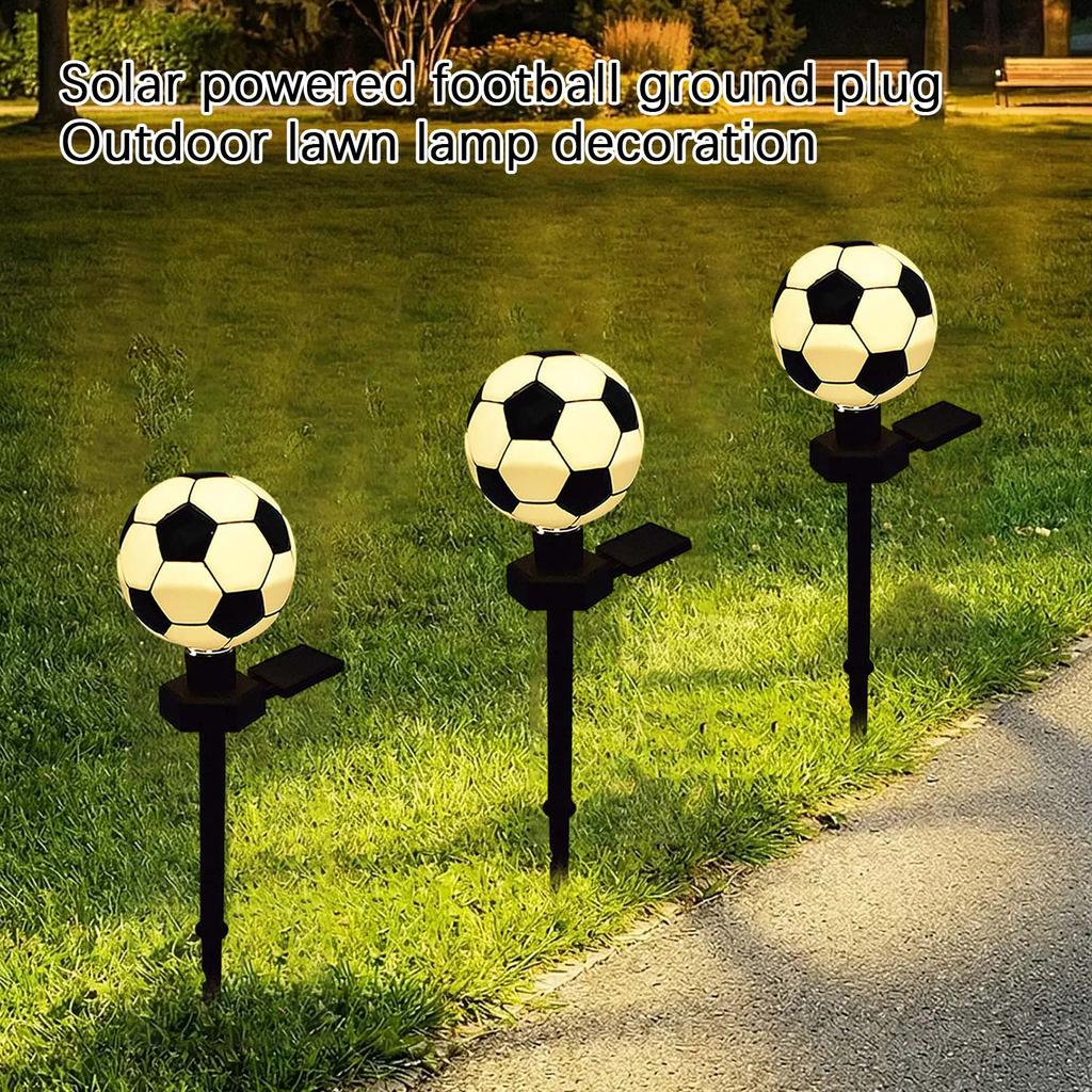 Solar Powered Football Shaped Lawn Stake Light LED Outdoor Garden Landscape Decorative Lighting for Yard Pathway Patio