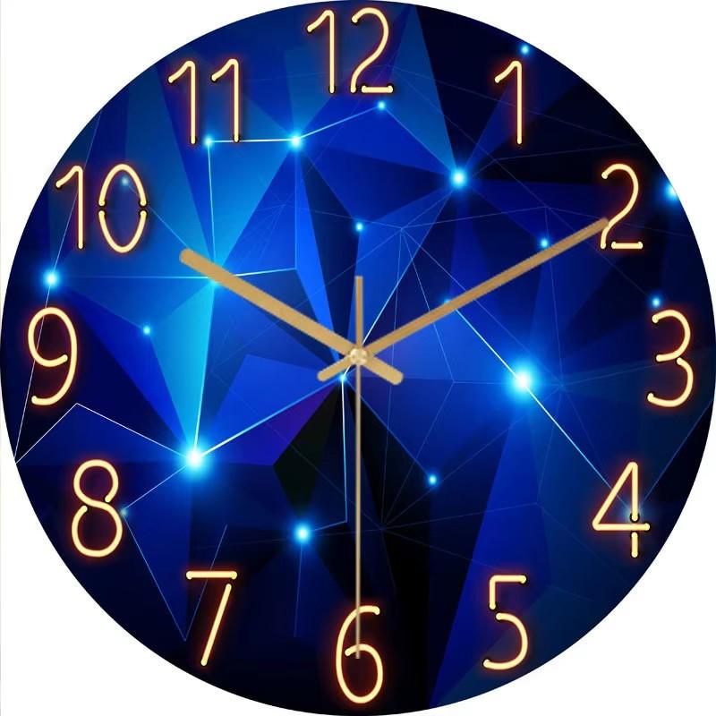 Glass Wall Clock Modern Design Landscape Light Luxury Colorful Art Reloj Pared Decorativo Clocks Living Room Bedroom Home Decor