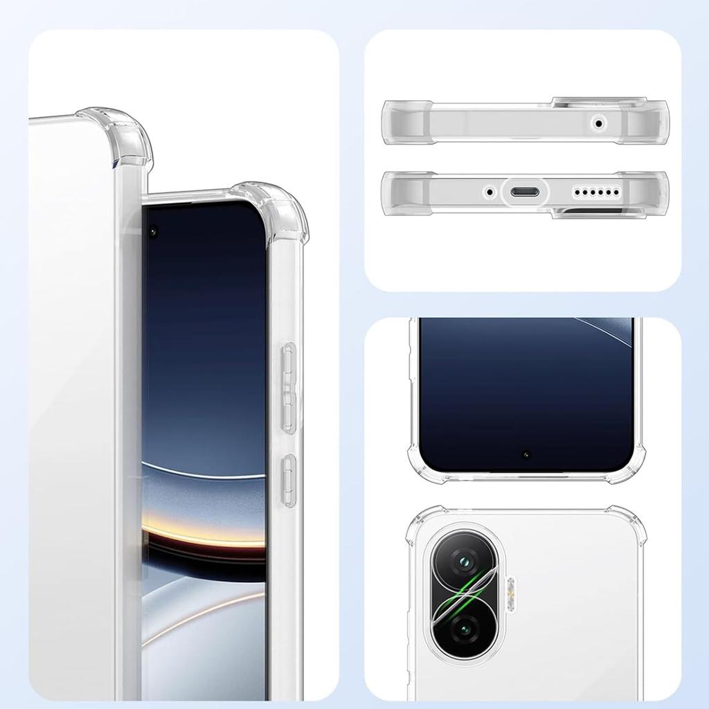 Průhledný nárazuvzdorný TPU kryt se čtyřmi zesílenými rohy pro Xiaomi Poco F7 5G Ochranný kryt Průhledný kryt Capa Shell Coque Fundas