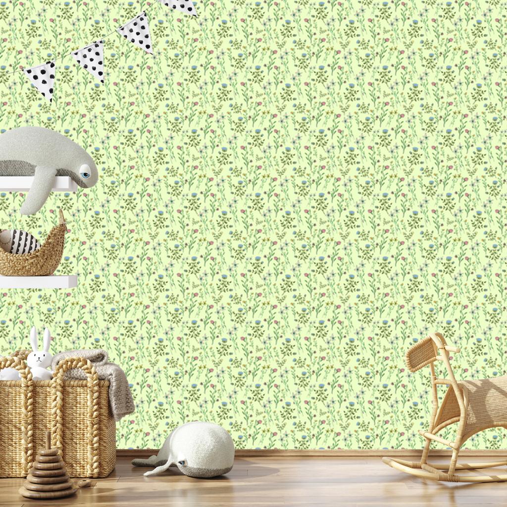 Wild Flowers Lime and Mint Wallpaper for Living Room and Bedroom 50x1000