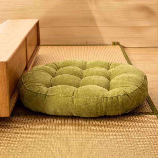 Stress Relief Hip Support Pillow Round Corduroy Chair Cushion, 16.5 Inch Ultra Soft Seat Pad, Plump Bread Style Cushion Washable for Floor Reading