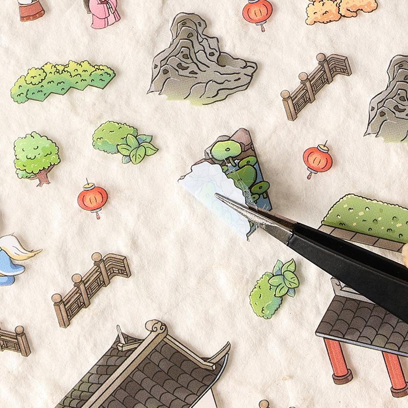 Chinese Mythological Stories 3D Scene Sticker Creativity Decorative Stick Labels Diary Album Scrapbooking Material Craft Supplie