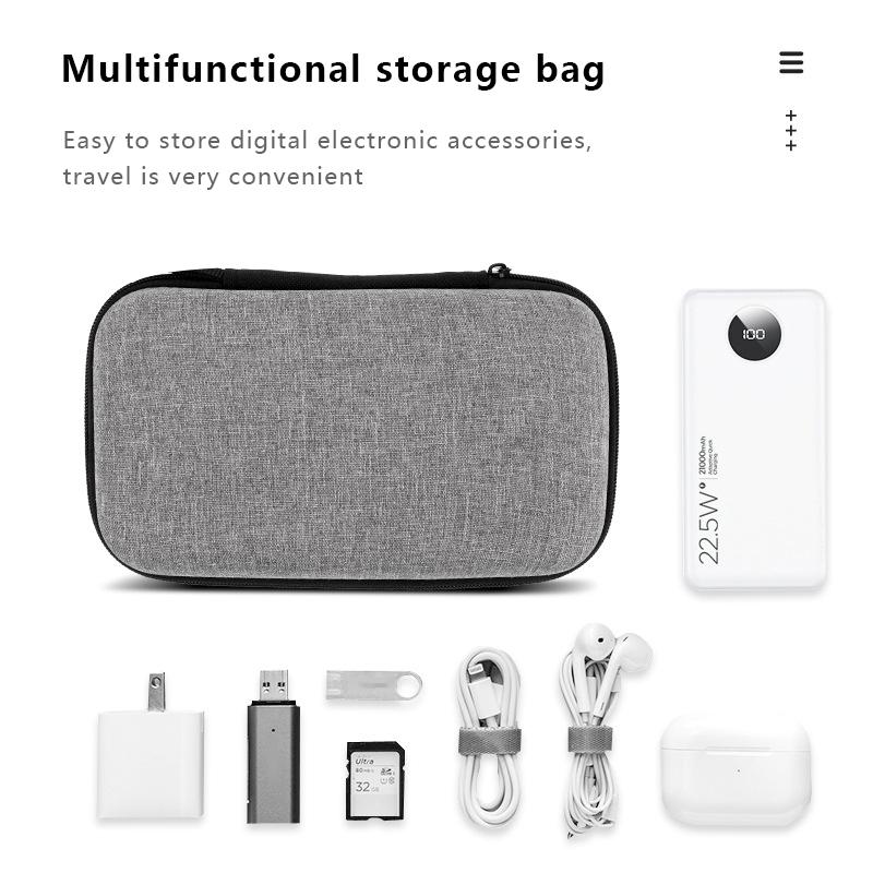 Mini Sacoche de Rangement Portable EVA Pochette Sac de Transport Fermeture Éclair Étui pour Écouteurs Airpod/Téléphone/Accessoires Câble de Charge