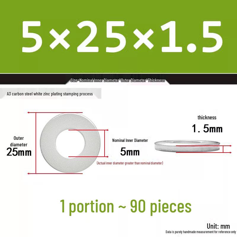 Extra Thick Galvanized Iron Flat Washer, Round, M3-M62