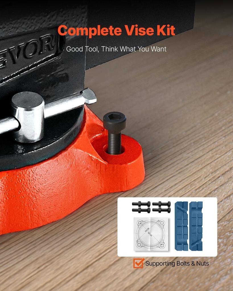 5.5" Bench Vise Multipurpose Heavy Duty Ductile Iron Swivel Locking Base