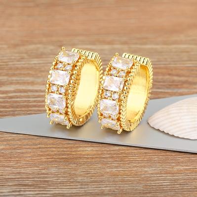 

Nidin Light Luxury Cubic Zirconia Gold Plated Shiny Zircon Hoop Earrings 6 Colors For Women Circle Crystal Party Jewelry Gift білий