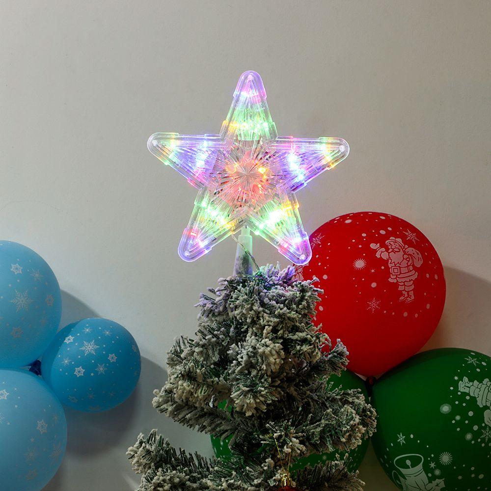 Merry Christmas Five-pointed Star Lamp LED Glowing Star Christmas Tree Top Ornaments Night Light