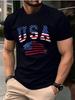 Summer Unisexs 100 Cotton Casual Fashion American Flag Pattern Printed Loose Sport Round Neck Short Sleeve Tshirt