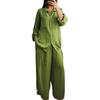 Southeast Asia Plus Size Casual Linen Shirt and Pants Set for Spring/Autumn