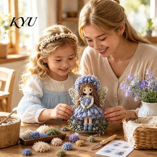Einzigartiges Weihnachtsgeschenk für Sie Blumenfee Stoff-Poke-Art-Set, 3D-Puppe Stanzen Bastelbedarf Anfänger Nadelstickerei Bastelset Erwachsene,