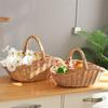 M-Modern-Willow Fruit Picnic Basket Rattan Egg Basket Kitchen Storage Basket Bamboo Portable Vegetable Basket Storage Basket