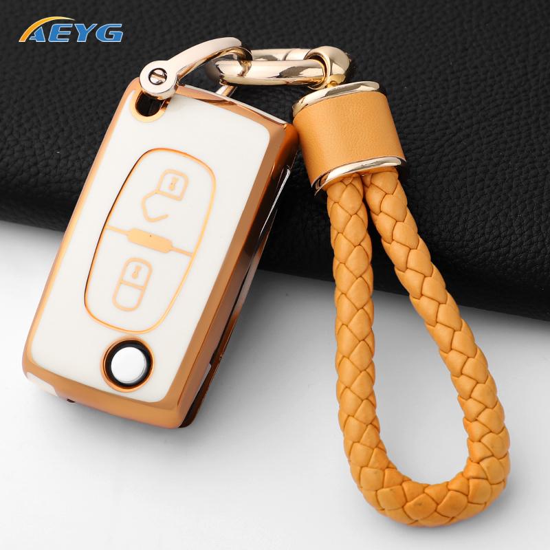 TPU Car Remote Key Case Cover For Peugeot Partner Citroen Berlingo C3 Picasso 2009 2010 2011-2016 Key Chain Accessories