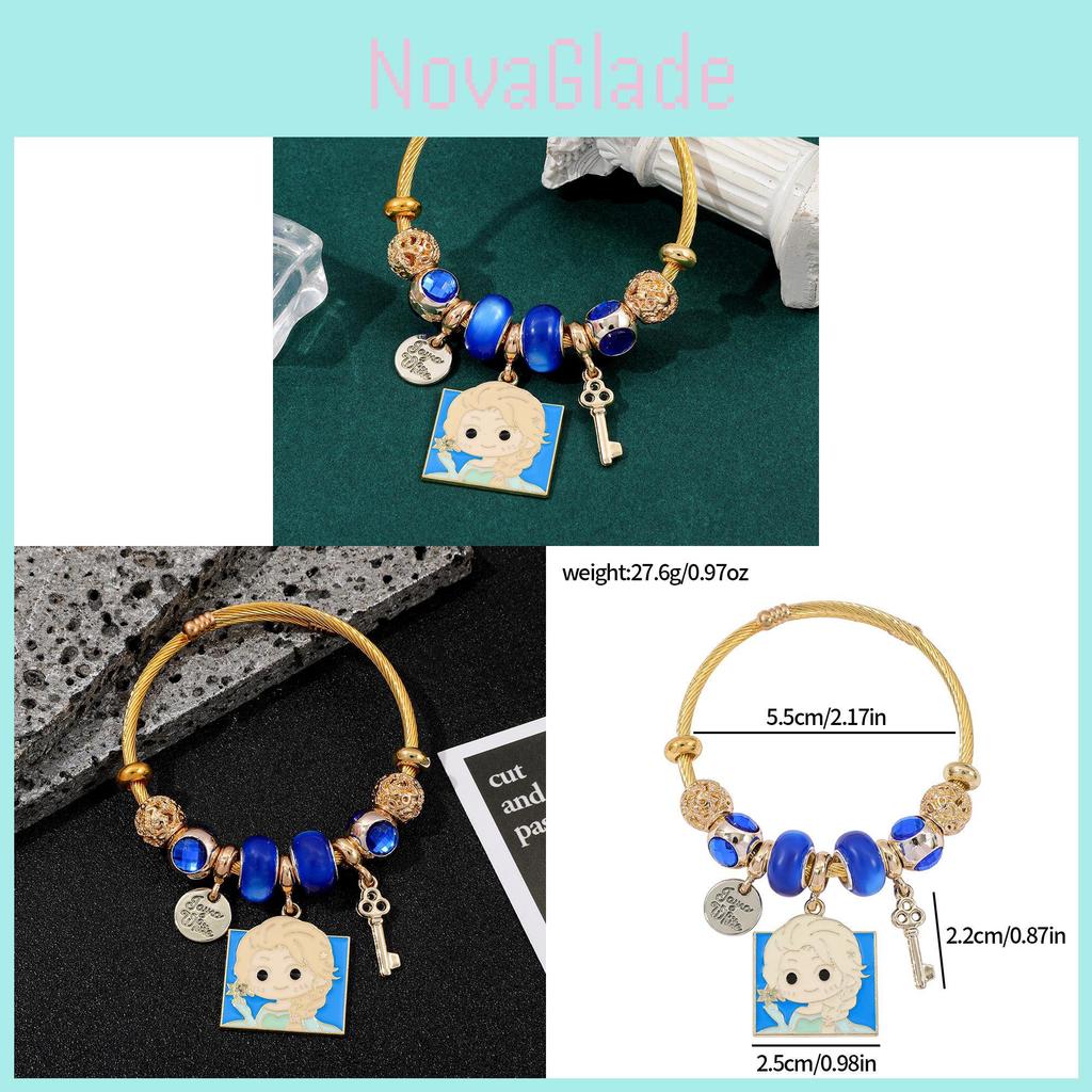 Cartoon Princess Bracelet With Zinc Alloy Pendant For Gift Travel Decor