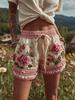 Pantaloncini Casual da Donna con Stampa Floreale Retrò Europei e Americani 2025