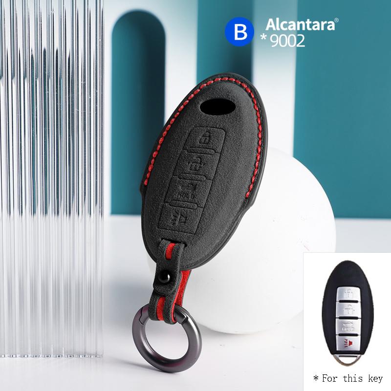 Interior Mouldings For Infiniti FX35 QX50 Q40 Q60 Q70 Q80 4 Button Alcantara Suede Car Key Case Shell Keychain Accessories