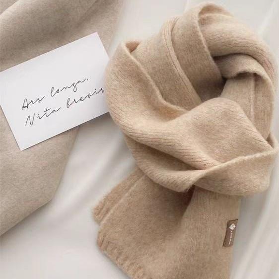 Knitted Scarf Student Scarf Ins Wind Versatile Solid Color Couple Korean Atmosphere Warm Neck Protection Scarf