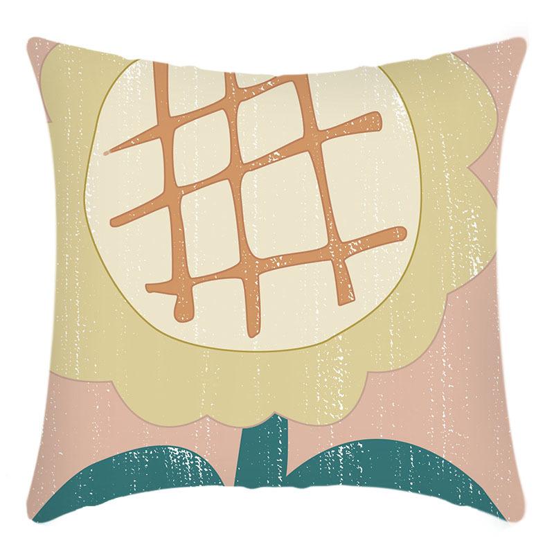New Pillowcase Art Abstract Series Cartoon Flower Print Cushion Home Sofa Cushion Cover