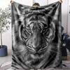 Black And White Tiger Throw Summer Lightweight Flannel Blanket Soft Breathable AC Throw for Sofa Bed Travel Cozy Nap