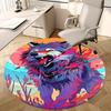 1pc Anime Wolf Round Carpet Office Chair Mat, Non Slip Rug for Home Decor, Gift, Office, Living Room, Bedroom