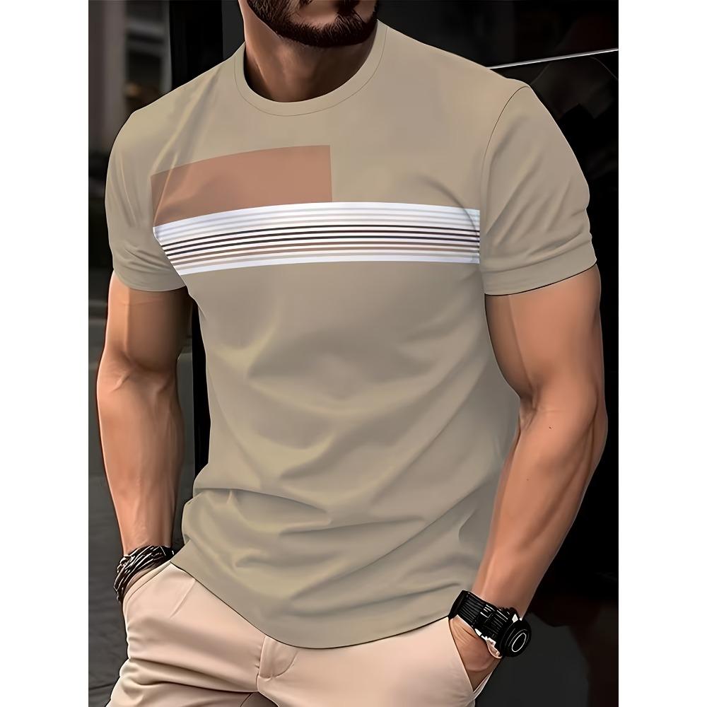 Men s Vertical Stripe & Solid Color T-Shirt 3-Pack Summer Casual Top S