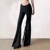 WHATIWEAR Modern Retro Style Three-dimensional Flower High Waist Micro-flare Trousers Streamer Slim Fit Casual Pants for Women