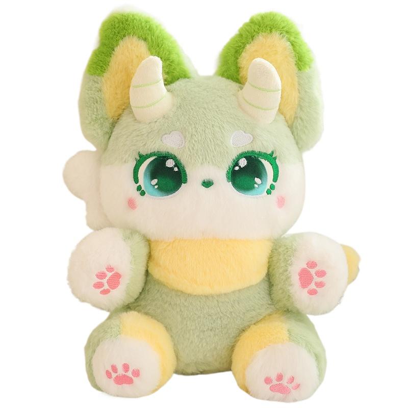 Myth Fairy Fox Plush Toy Stuffed Dragon Horn Pink Foxes Plushie for Kids Birthday Gift for Girl Hug Cushion Throw Pillow