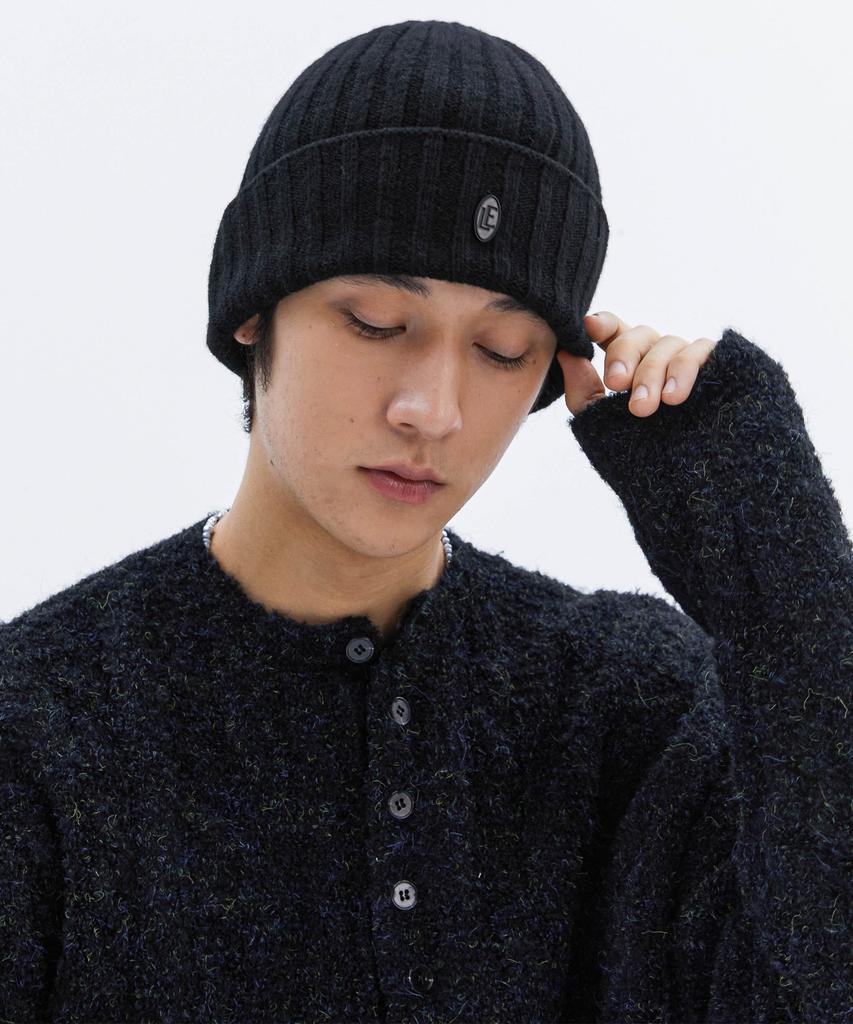 TRIP LE SENS Wool Blend Ribbed Beanie_Black