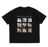 Korean Fashion Top Tshirt Cute Dog Meme Print Short Sleeve Funny Black Casual Crew Neck Tee Kawaii Puppy Photo Grid Design