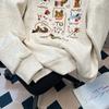 Autumn and winter retro heavy industry machine embroidered hooded sweater women's embroidered versatile velvet thickened warm jacket