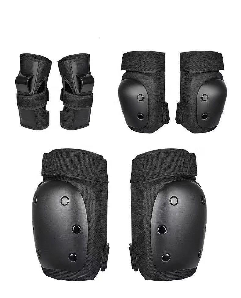 YX 6 Pcs/set Plastic Non-slip Protective Gear Knee Pads for Adult Kids Skateboard Roller Skating Scooter S чёрный
