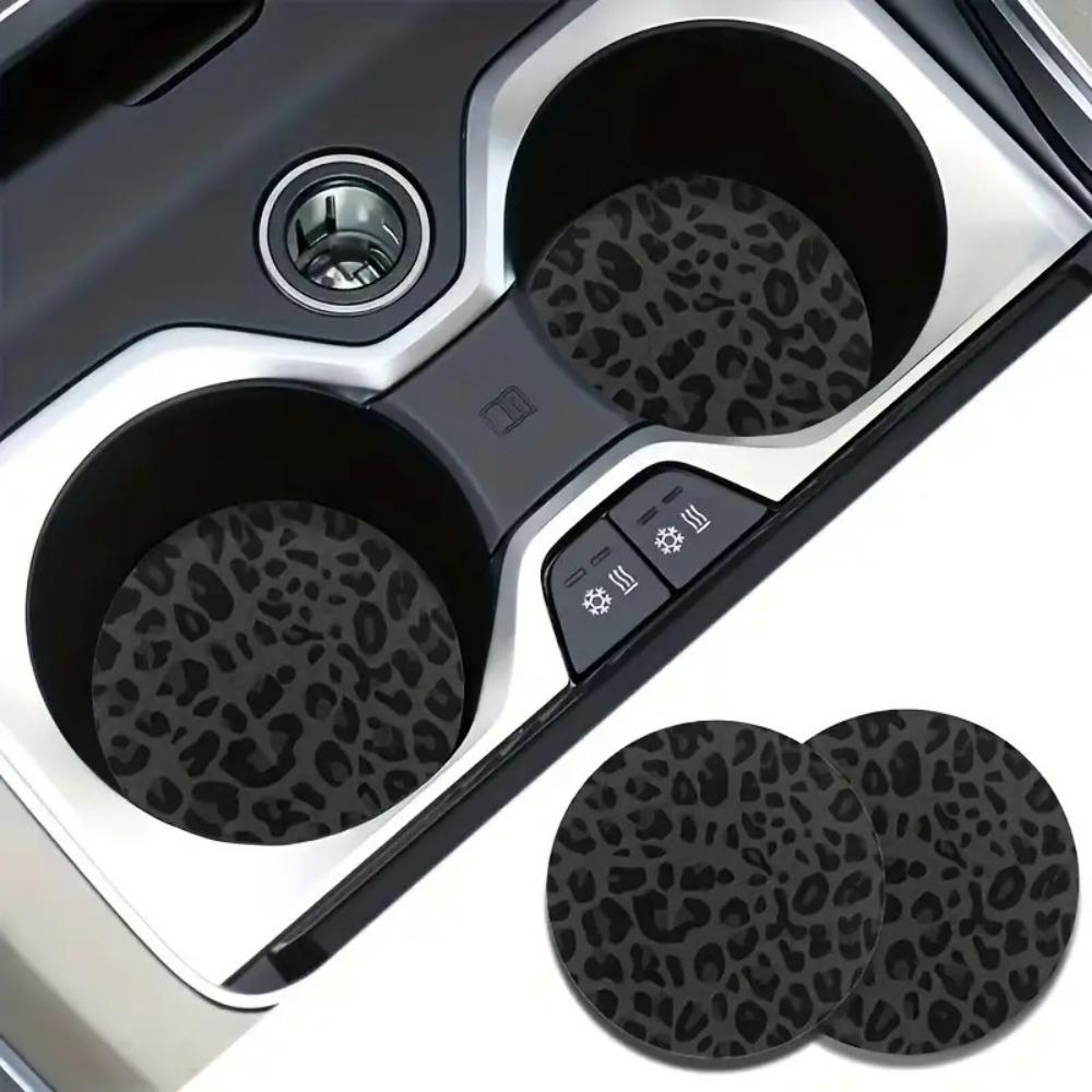 

2Pcs Car Cup Coasters - Non-Slip Heat-Resistant Cup Holder Mats Fit Suitable For Dashboard & Console - Leather Car Accessories others