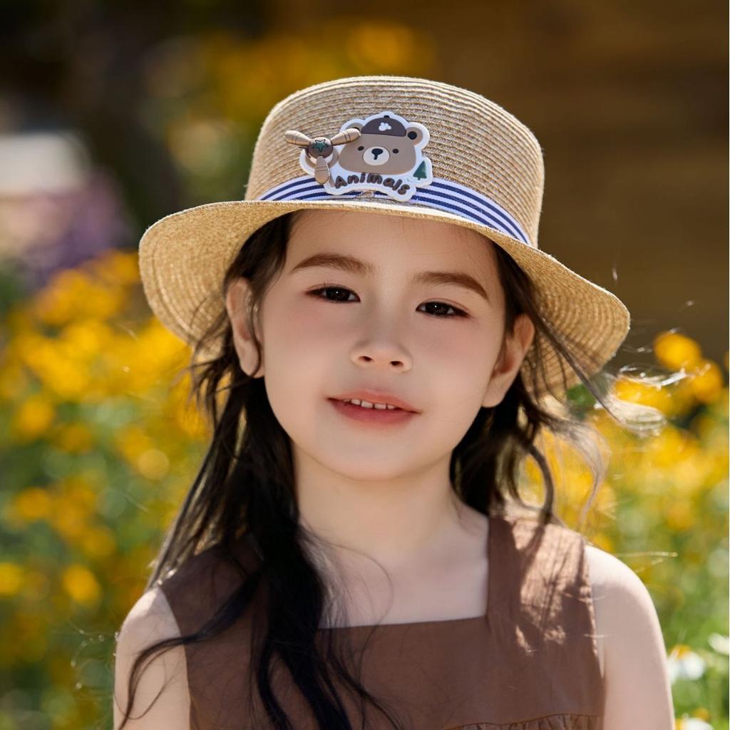 Cartoon Baby Sun Hat Cute Girl Sun Hat Travel Sun Hat Flat Edge Straw Hat Beach Hat