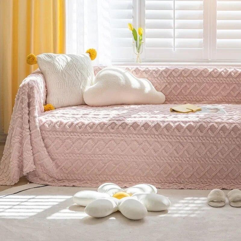 Anti Cat Scratch Plush Sofa Towel Full Package Winter Thickened Sofa Cover Simple Modern Sofa Cover Cloth Blanket