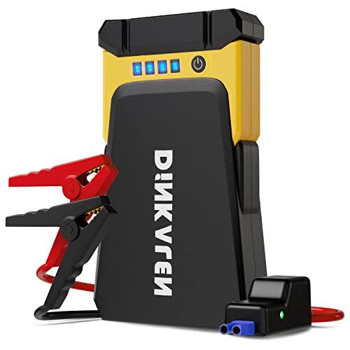 

DINKALEN Пусковий пристрій, 12V Акумулятор, Пускач двигуна, Велика ємність 15 800 мАг, Піковий струм 1200 А, Швидка зарядка, Ліхтар, Автоінструменти, Зручний Goo