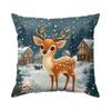 Short Plush Material Pillowcasehome Decor Christmas Scenes: Santa, Deer, Bird, Snowman Pattern Cushion Cover Suitable For Sofa B