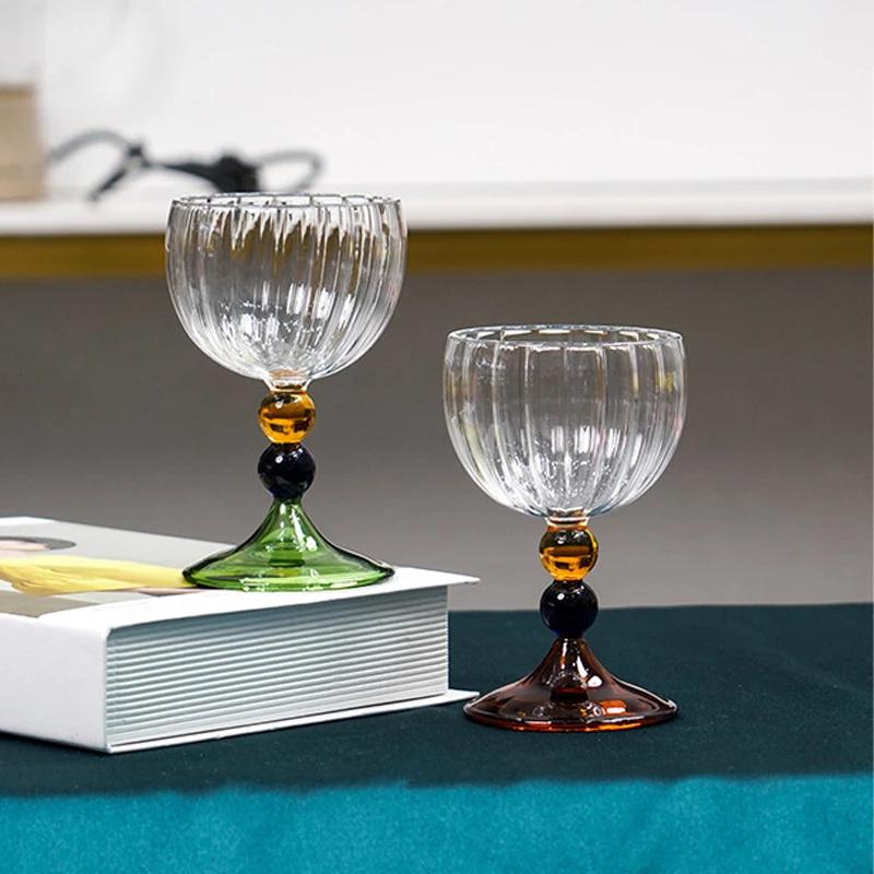 Colored High Borosilicate Glass Champagne Wine Glass Creative Hand Blown Goblet Transparent Cocktail Cup Wine Glass Drinkware