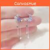 Butterfly Crystal Drop Earrings With Silver Pins For Women Fashion Jewelry